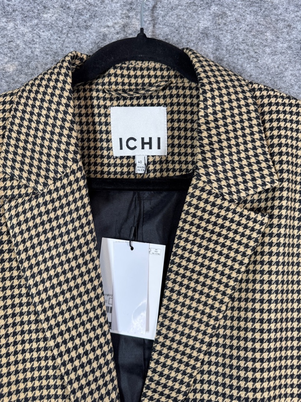 ICHI Houndstooth Blazer Jacket Size 40 Tailored Preppy Academia Oversized Fit - Picture 4 of 15